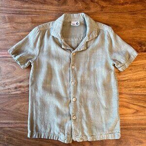 Cotton On Kids Sage Green Button Front Camp Shirt Size 6